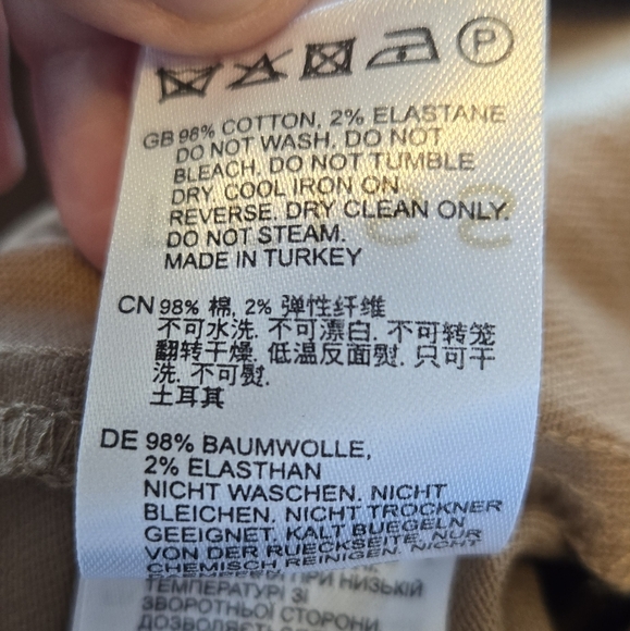 Reiss Patch Pockets Flare Pants Sz 12 Stretch Twill High Rise Tan - Picture 12 of 12